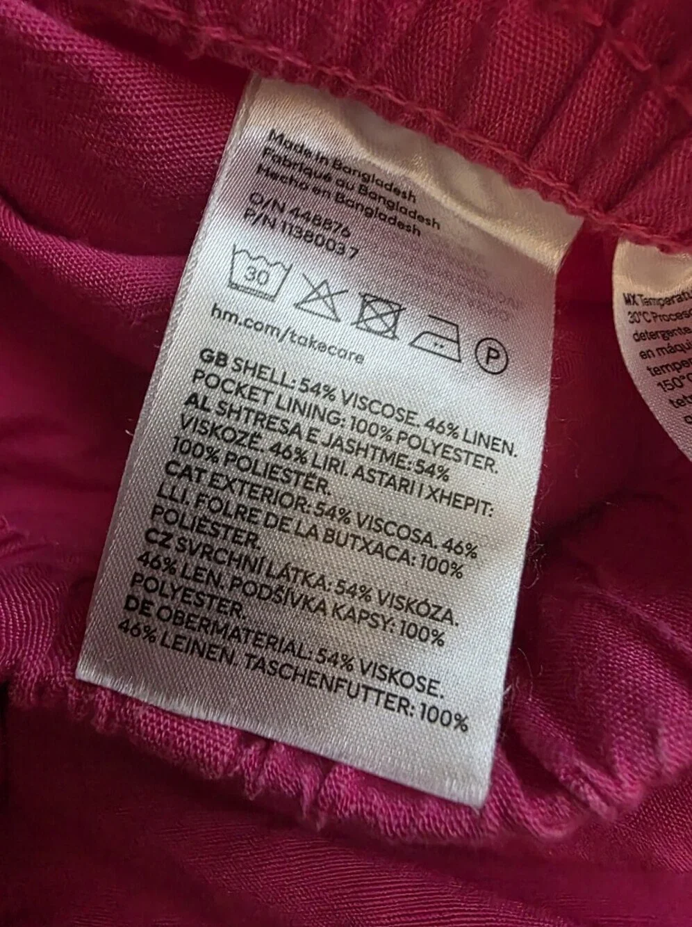 H&M Hot Magenta Linen-Blend Pants